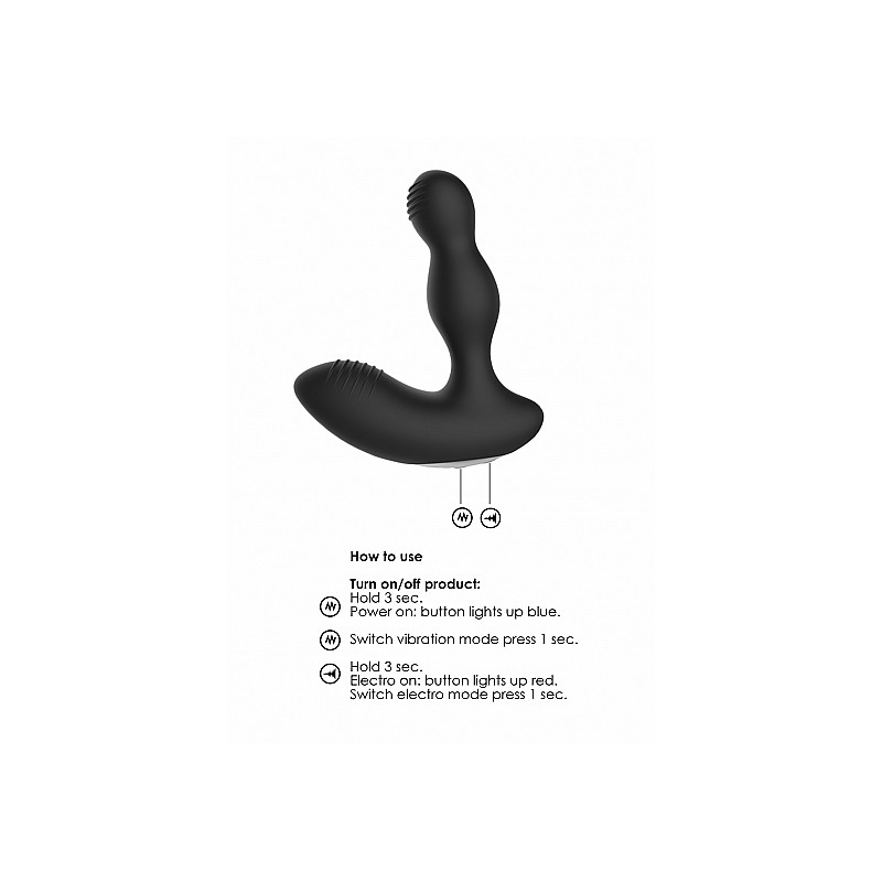 Remote Controlled E-Stim & Vibrating Prostate Massager - Black